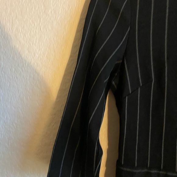 LONYUASH Elegant Black Vertical Striped Sheath Belted 3/4 Sleeves Office Dress S - Picture 13 of 16